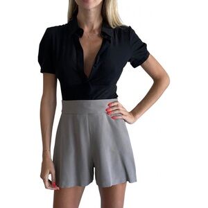 Chic High Waist Gray Women's Romper